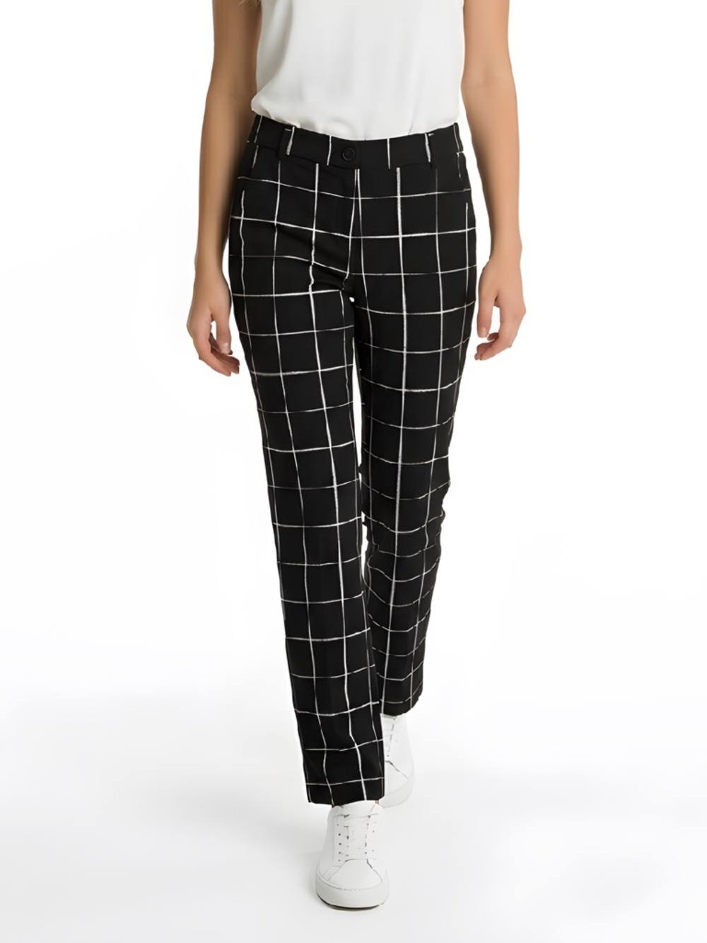 Betabrand Women's Black Plaid Slim Pants Size m/l waist‎ 32 Casual